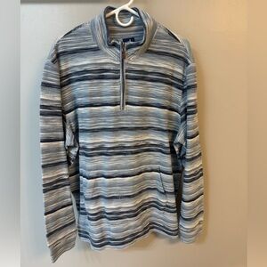 johnnie-O Men's Zip Up Sweater in Blue and Gray Stripes
